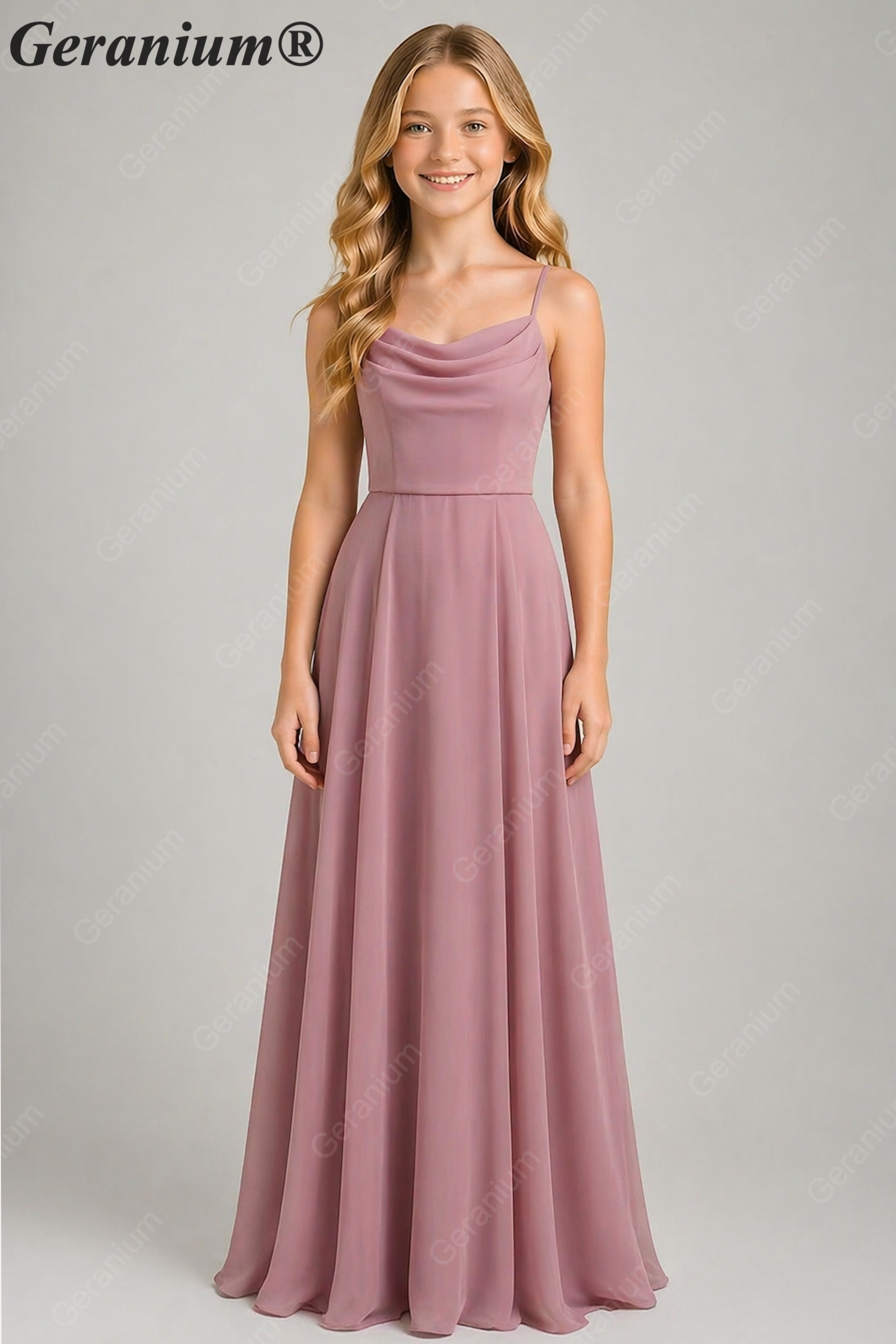 junior bridesmaid dresses mauve Chiffon Cowl Neck Dress – Geranium Mauve azazie