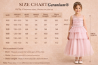 Geranium Girls' Pink Pleated Tulle Party Gown - Elegant Tiered Princess Dress for Weddings & Birthdays KD-243