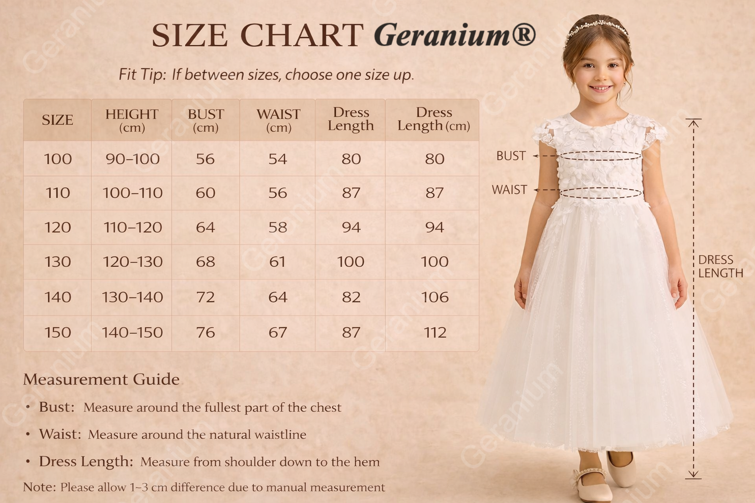 Geranium Elegant 3D Floral Applique Cap Sleeve Flower Girl Dress - Ankle Length Tulle Gown KD-234