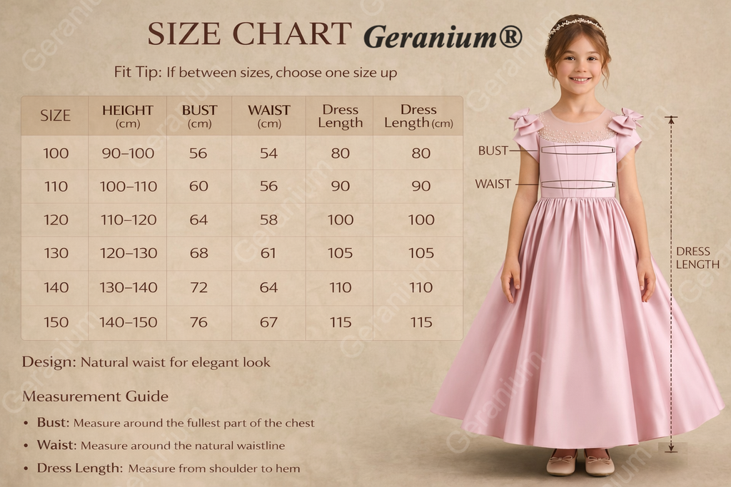 Geranium Elegant Pink Satin Flower Girl Dress - Pearl Illusion Back with Detachable Oversized Bow, Sleeveless Princess Gown for Weddings & Parties KD-239