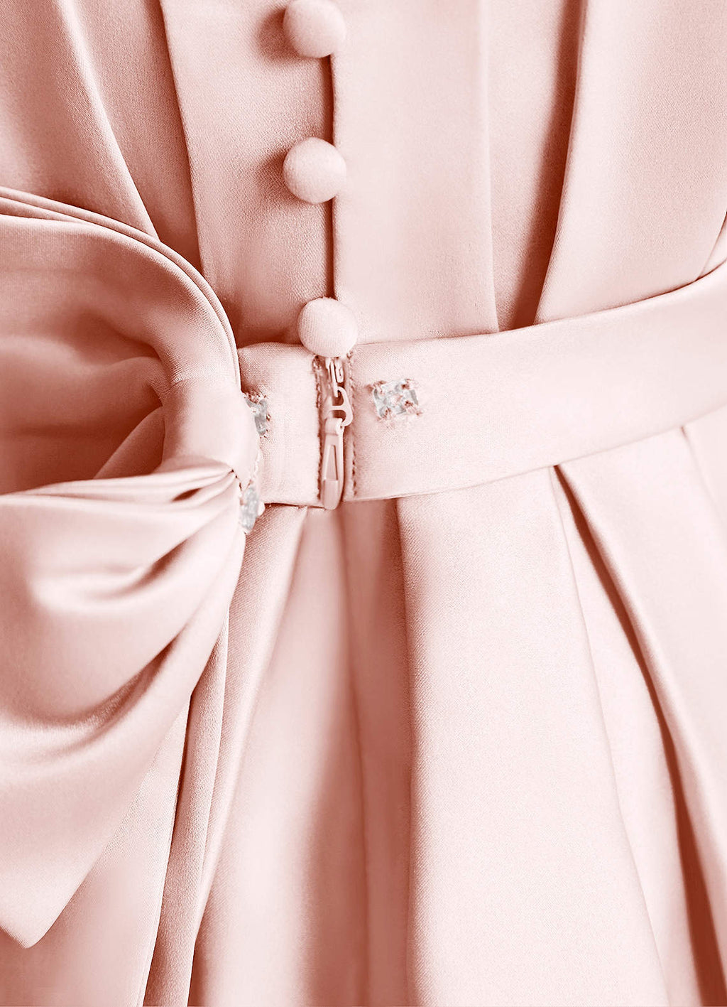 Geranium Elegant Puff Sleeve Satin Flower Girl Dress with Back Bow - Pink Formal Party Gown for Kids KD-254