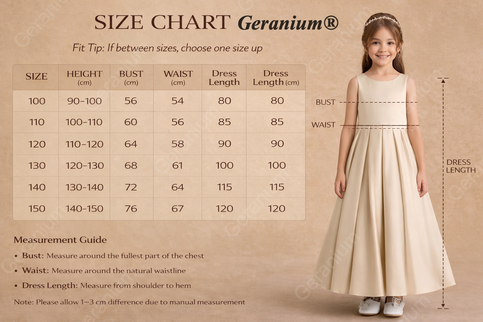 Geranium Elegant Champagne Satin Flower Girl Dress - Sleeveless A-Line Party Gown with Oversized Detachable Bow KD-220