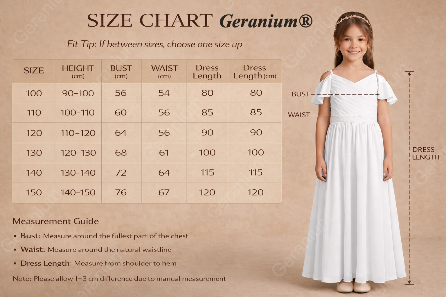 Geranium Cold Shoulder Chiffon Flower Girl Dress with Ruched V-Neck Bodice KD-260