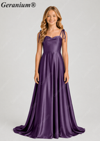Geranium Elegant Sage Green Satin Cowl Neck Junior Bridesmaid Dress with Tie Straps KD-333