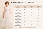 Geranium Elegant Pearl Back Tiered Tulle Flower Girl Dress - Luxury Communion & Birthday Ball Gown KD-279