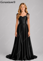 Geranium Elegant Sage Green Satin Cowl Neck Junior Bridesmaid Dress with Tie Straps KD-333