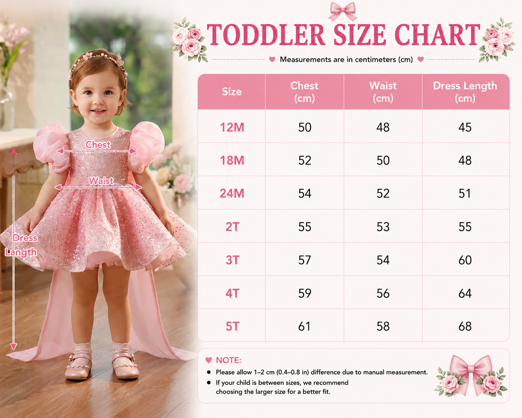 Geranium Sparkling Pink Sequin Toddler Princess Tutu Dress - Puffy Sleeves with Grand Back Bow & Streamers - Birthday & Flower Girl Gown KD-48
