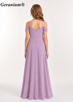 Geranium Elegant Chiffon Cold Shoulder Junior Bridesmaid Dress with Draped Neckline KD-58J
