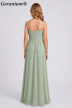 Geranium Elegant Chiffon Junior Bridesmaid Dress with Ruched V-Neck and Spaghetti Straps KD-331