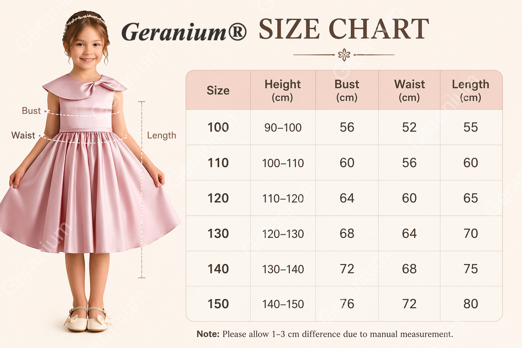 Geranium Elegant Girls' Pink Satin A-Line Party Dress with Oversized Bow Collar - Perfect for Flower Girls & Birthdays KD-222