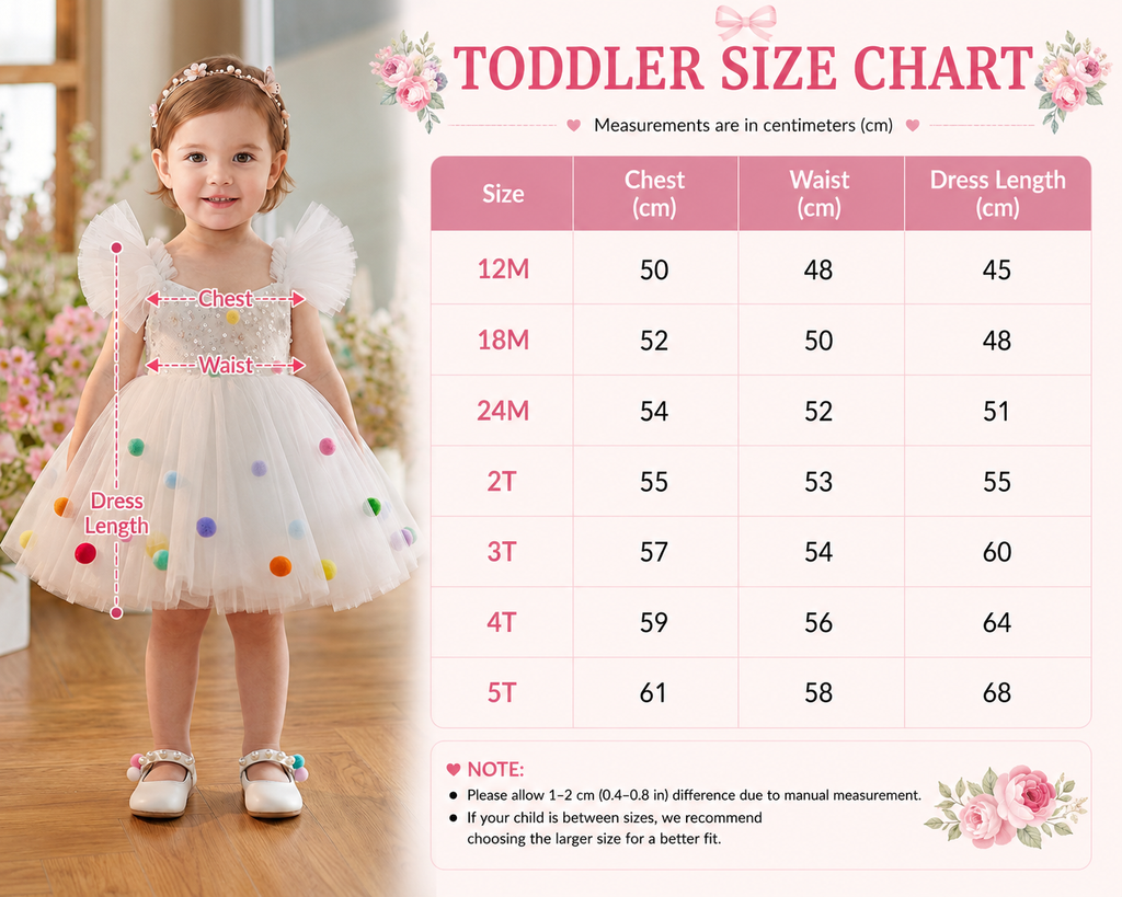 Geranium Toddler Girl Sparkly White Tulle Pom-Pom Party Dress - Sequin Birthday Gown & Flower Girl Outfit KD-31