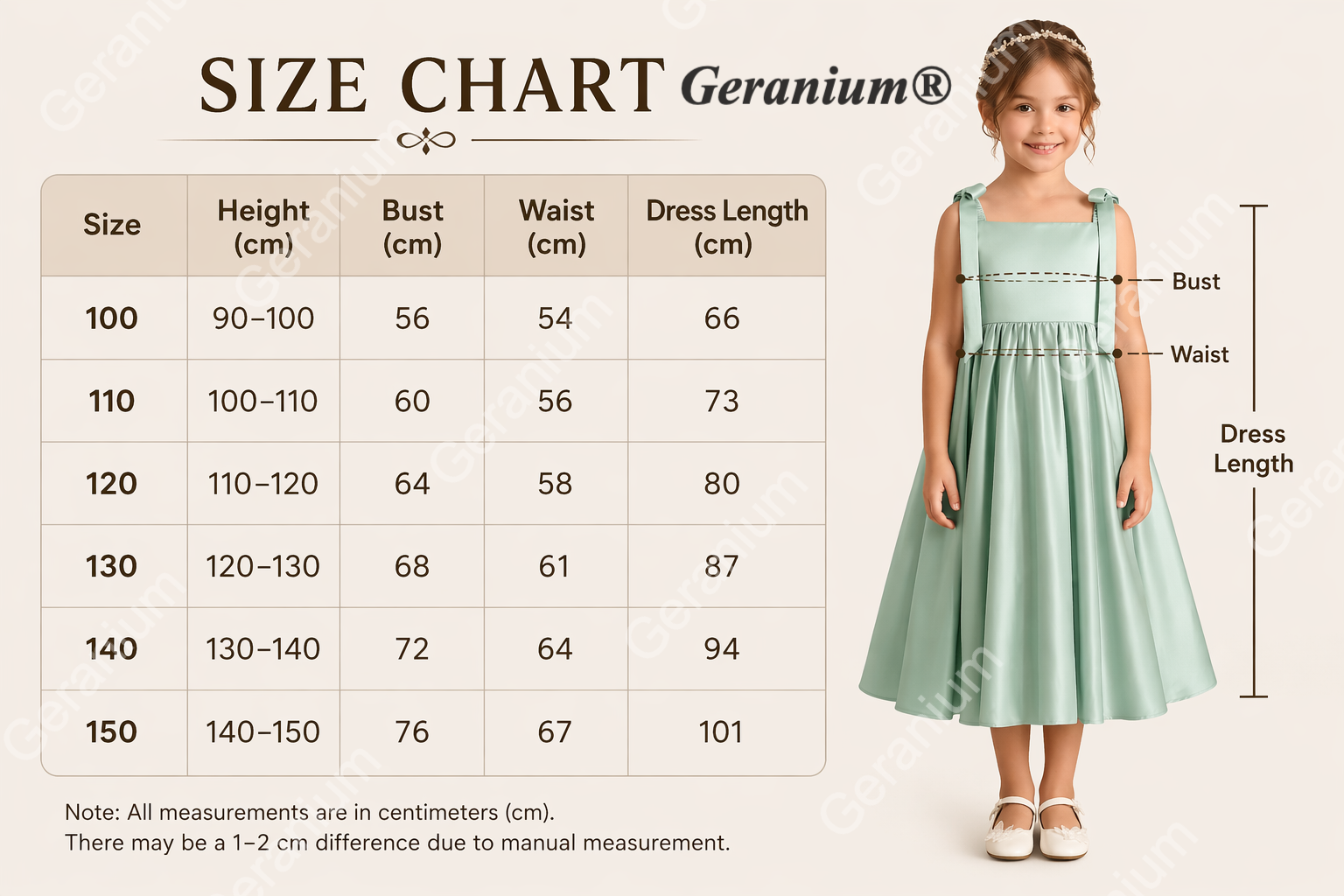 Gearanium Girls Sage Green Satin Flower Girl Dress - Tie-Shoulder A-Line Party Gown KD-288