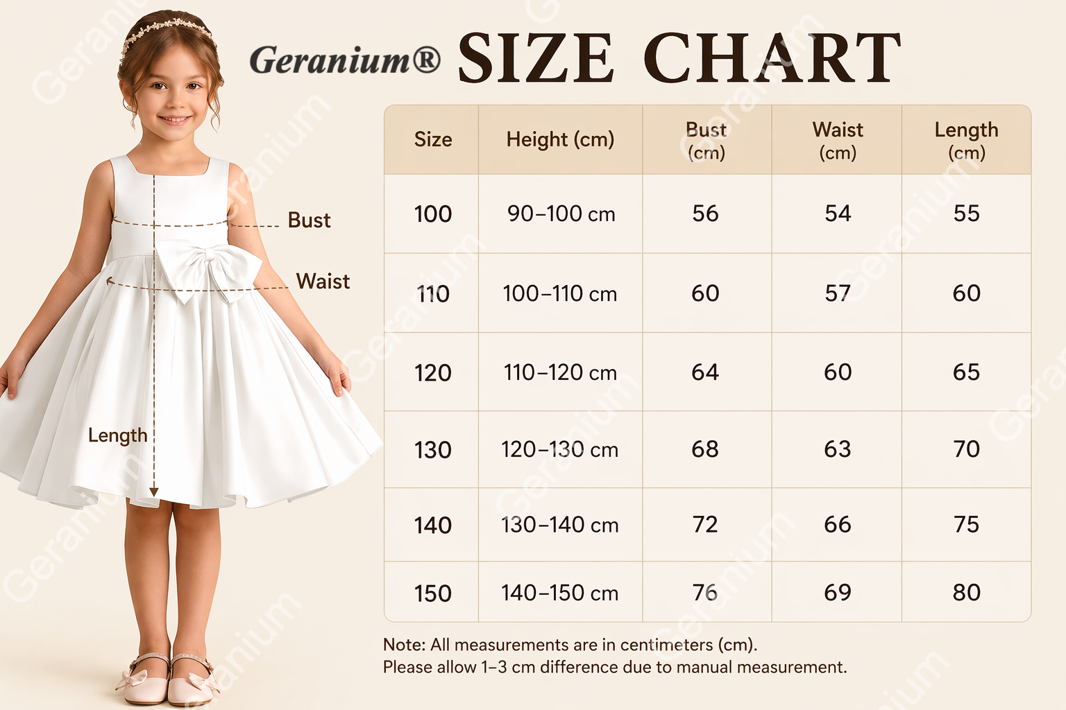 Geranium Elegant Big Bow Flower Girl Dress - Pure White Satin A-Line Princess Gown for Weddings & Birthdays KD-230