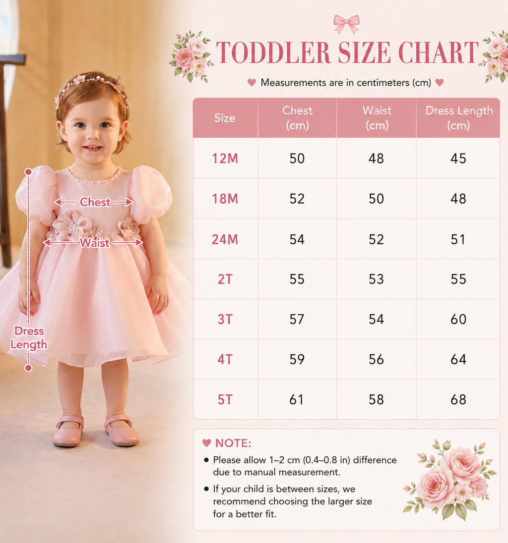 Geranium Toddler Girl Pink Puffy Organza Birthday Dress with Pearl Neckline & 3D Flower Appliques KD-366
