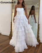 Geranium Rhinestone Corset Tiered Ruffle Ball Gown Prom Dress – GER708P