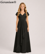 Geranium Elegant Chiffon Flutter Sleeve Junior Bridesmaid Dress with Ruched Bodice KD-319