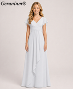Geranium Elegant Chiffon Flutter Sleeve Junior Bridesmaid Dress with Ruched Bodice KD-319