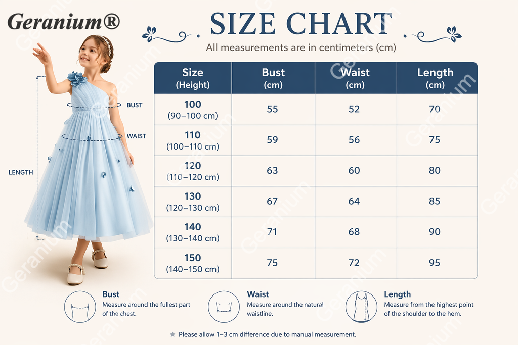 Geranium Light Blue One-Shoulder Flower Girl Dress with 3D Petal Accents & Tulle Skirt KD-253