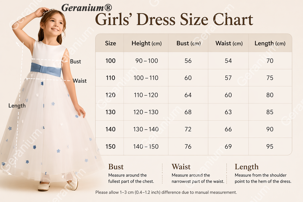 Geranium Elegant White Tulle Flower Girl Dress with Light Blue Ruched Sash and 3D Floral Appliques KD-265