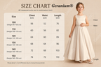 Geranium Elegant Champagne Satin Flower Girl Dress - Back Big Bow A-Line Communion & Party Gown KD-196