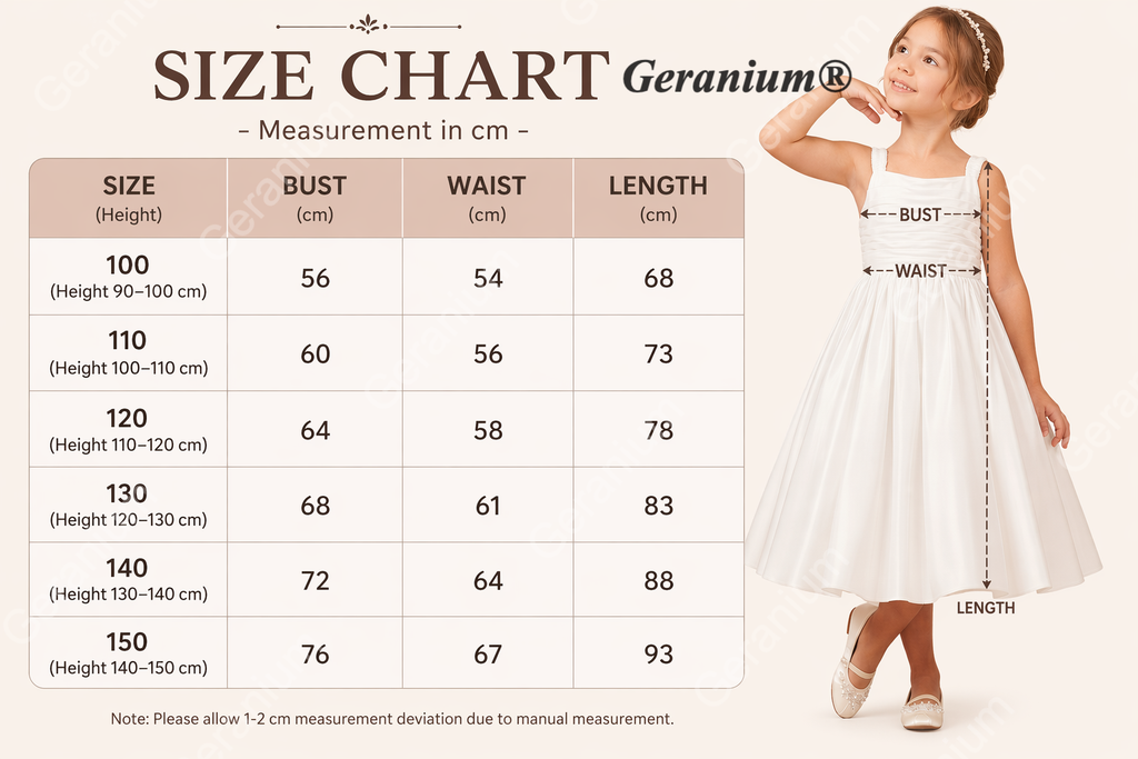 Geranium Elegant Lustrous Satin Flower Girl Dress - Pleated Bodice & Oversized Back Bow A-Line Gown KD-286