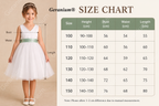 Geranium Elegant Pearl V-Neck Flower Girl Dress with Detachable Sage Green Satin Back Bow KD-298