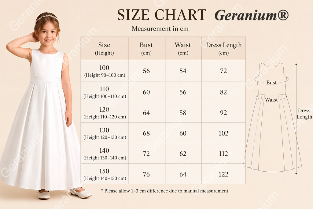 Geranium Elegant Minimalist Satin Flower Girl Dress: Open V-Back with Bow & Pleated A-Line Skirt KD-197