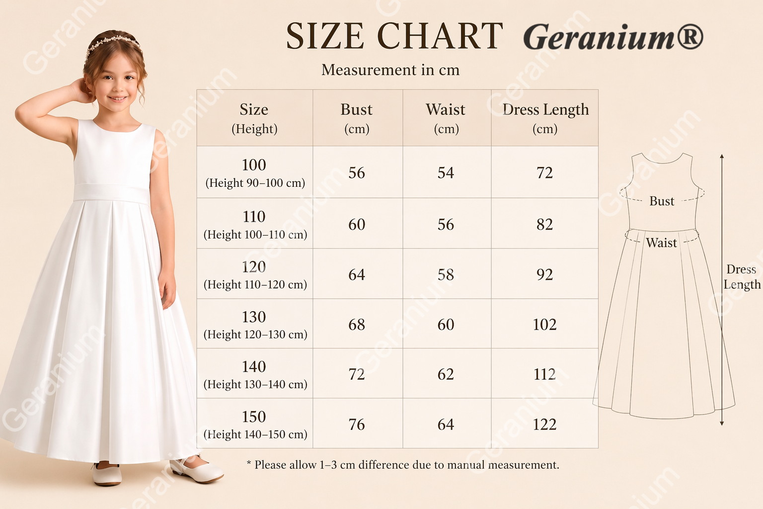 Geranium Elegant Minimalist Satin Flower Girl Dress: Open V-Back with Bow & Pleated A-Line Skirt KD-197
