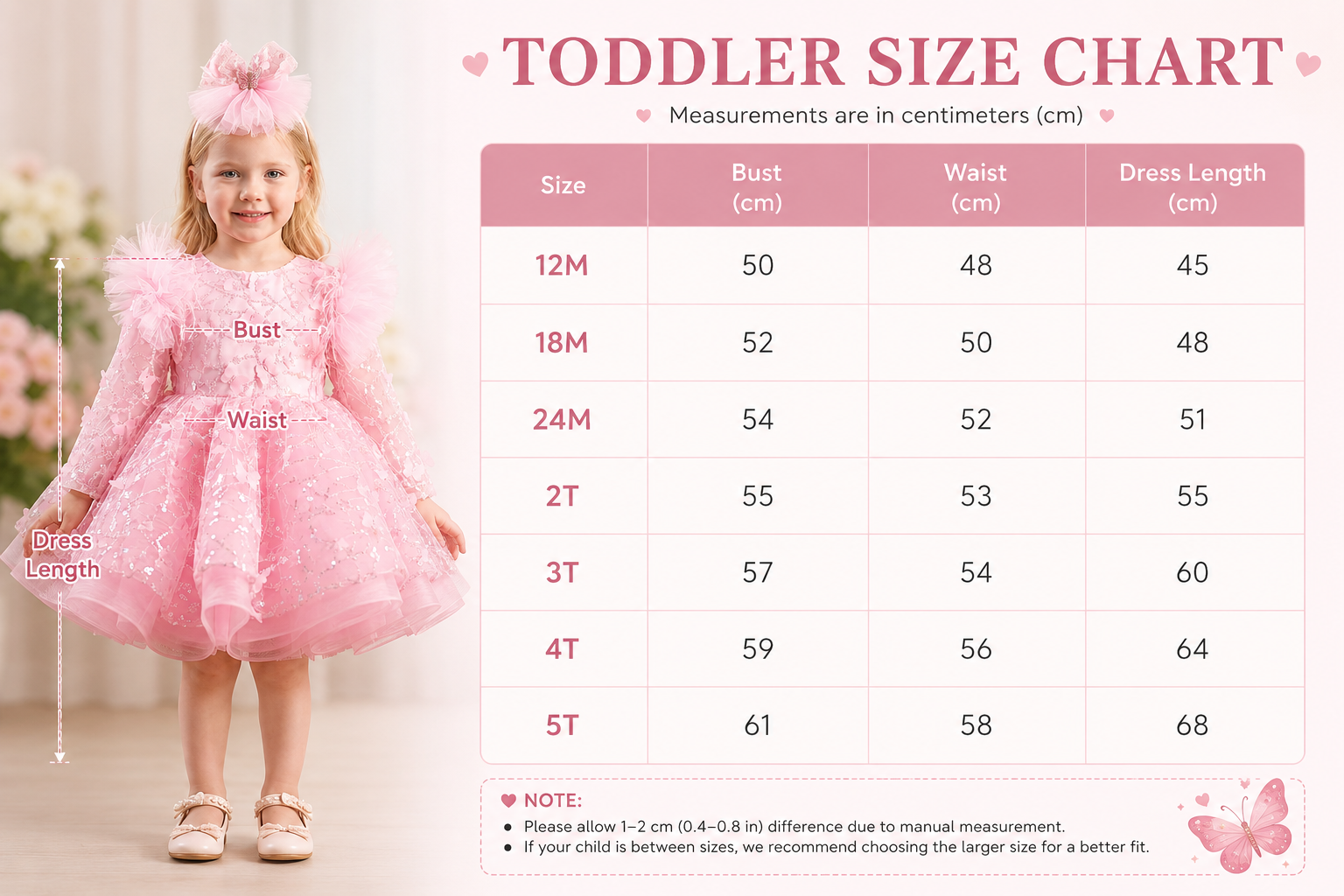 Geranium Pink Butterfly Lace Flower Girl Dress – Puffy Princess Tulle Birthday Party Dress for Girls KD-53
