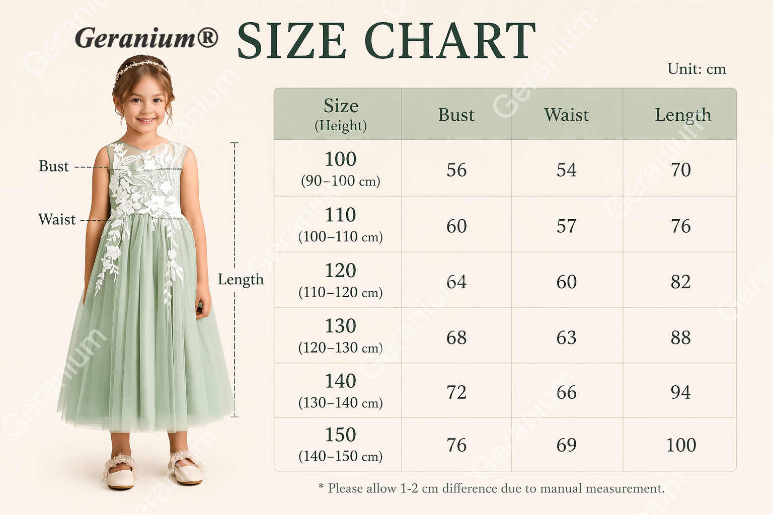 Garanium Sage Green Floral Embroidery Tulle Flower Girl Dress KD-201