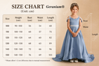 Geranium Ice Blue Satin Cold-Shoulder Flower Girl Dress with Sequin Waist & Long Train KD-263