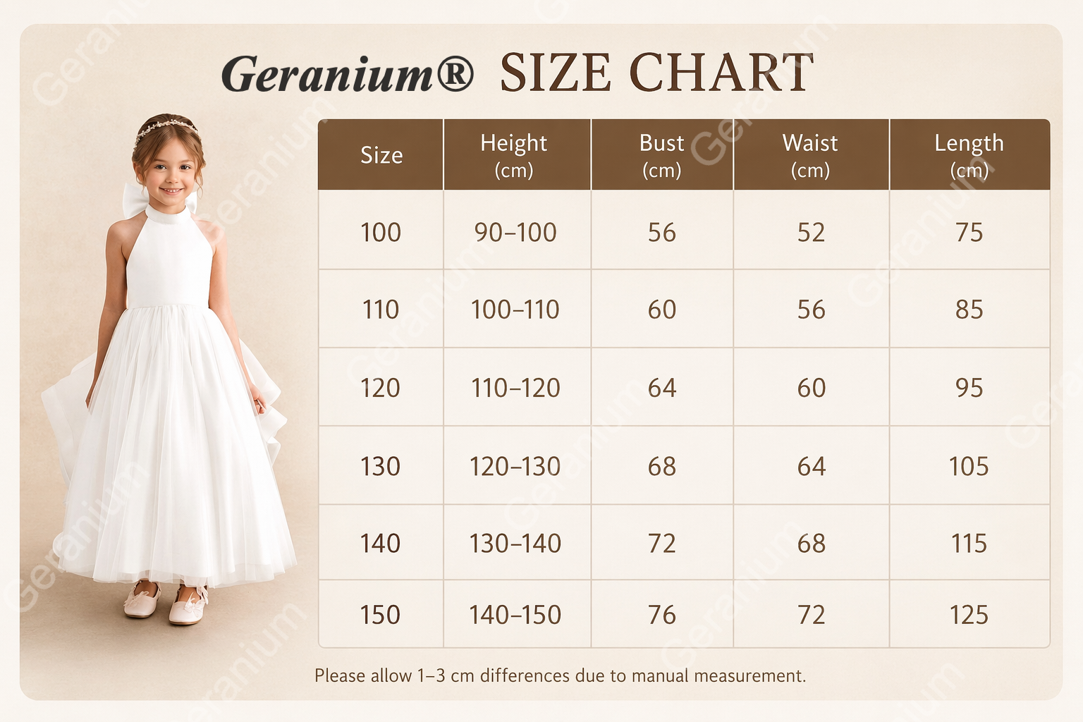 Geranium Elegant Halter Neck Satin Flower Girl Dress with Statement Back Bow & Tiered Tulle Skirt KD-193