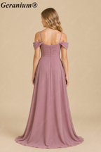 Geranium Elegant Chiffon Off-the-Shoulder Junior Bridesmaid Dress with Twisted Bodice KD-335