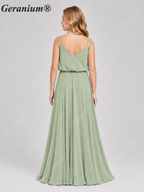Geranium Elegant Chiffon Spaghetti Strap Junior Bridesmaid Dress with Leg Slit KD-314