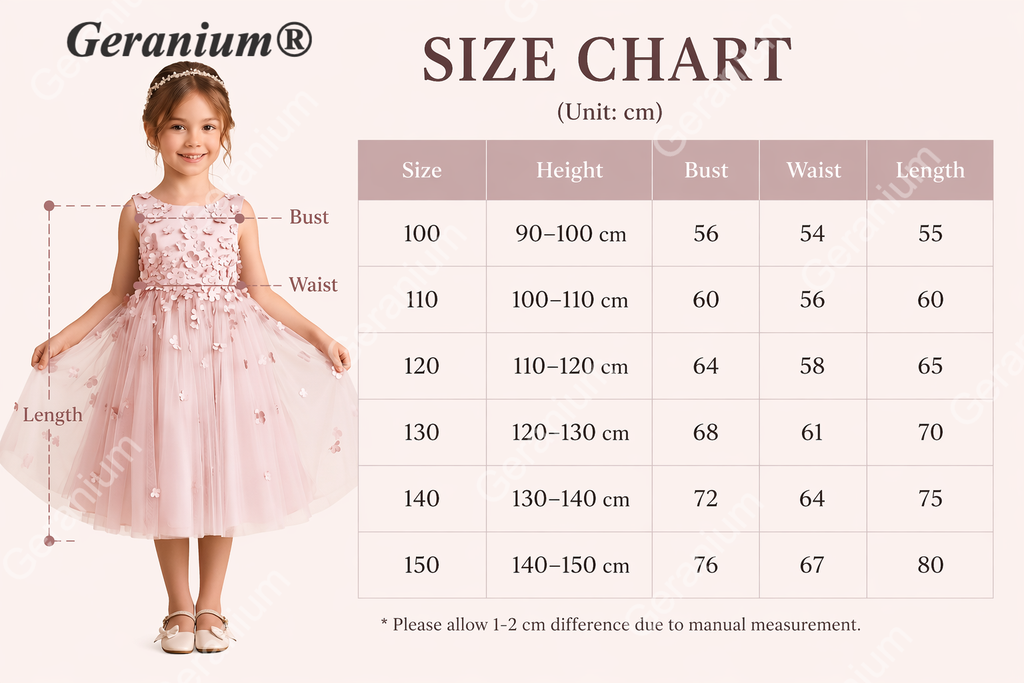 Geranium 3D Floral Applique Flower Girl Dress - Dusty Pink Tulle Princess Gown for Weddings & Birthdays KD-210