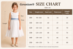 Geranium Elegant White Chiffon Flower Girl Dress with Dusty Blue Detachable Bow Sash & Ruffle Neckline KD-284