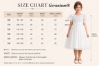 Geranium Elegant Lace Flower Girl Dress with Flutter Sleeves & Satin Bow - Knee Length Tulle Princess Gown KD-247