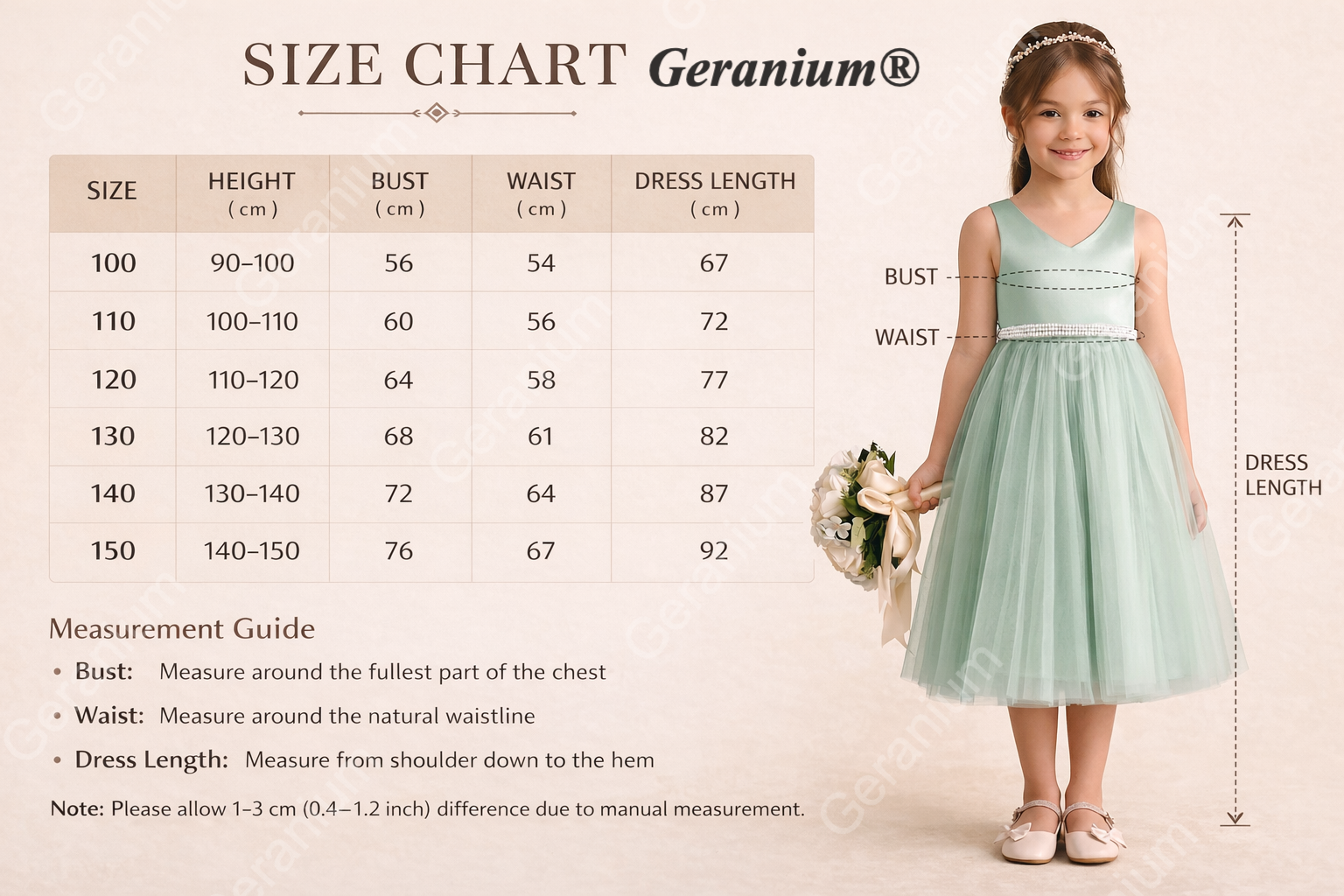 Geranium Elegant Sage Green Flower Girl Dress with Oversized Back Bow and Pearl Waistband KD-232