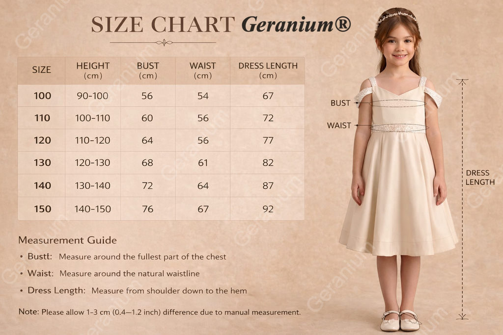 Geranium Girls' Champagne Matte Satin Cold Shoulder Flower Girl Dress with Beaded Sequin Waistband KD-250