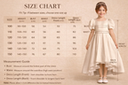 Geranium Satin Puff Sleeve Flower Girl Dress - High-Low First Communion Gown with Oversized Bow Back KD-249