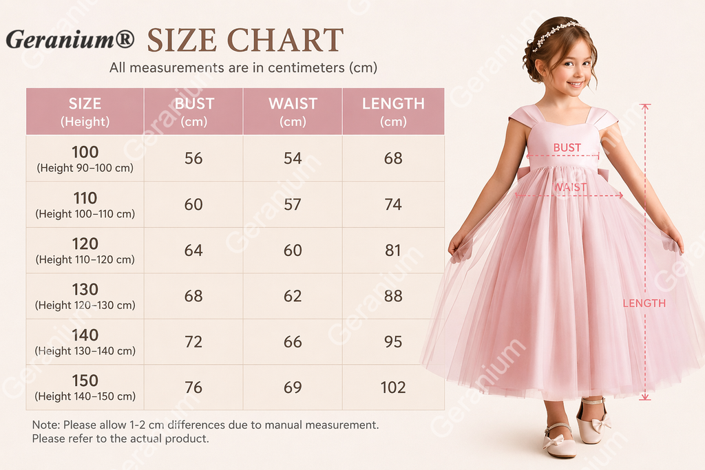 Geranium Elegant Backless Flower Girl Dress with Oversized Detachable Bow - Satin & Tulle Princess Gown KD-184