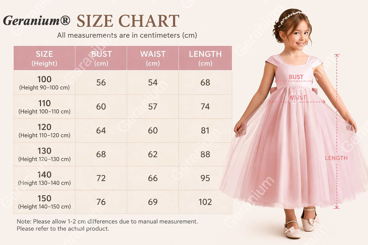 Geranium Elegant Backless Flower Girl Dress with Oversized Detachable Bow - Satin & Tulle Princess Gown KD-184