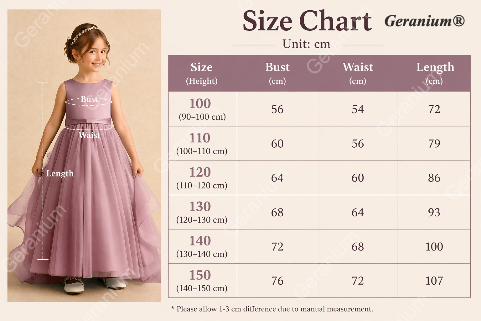 Geranium Dusty Rose Satin & Tulle Flower Girl Dress - Ruffled Tiered Train with Oversized Back Bow KD-190