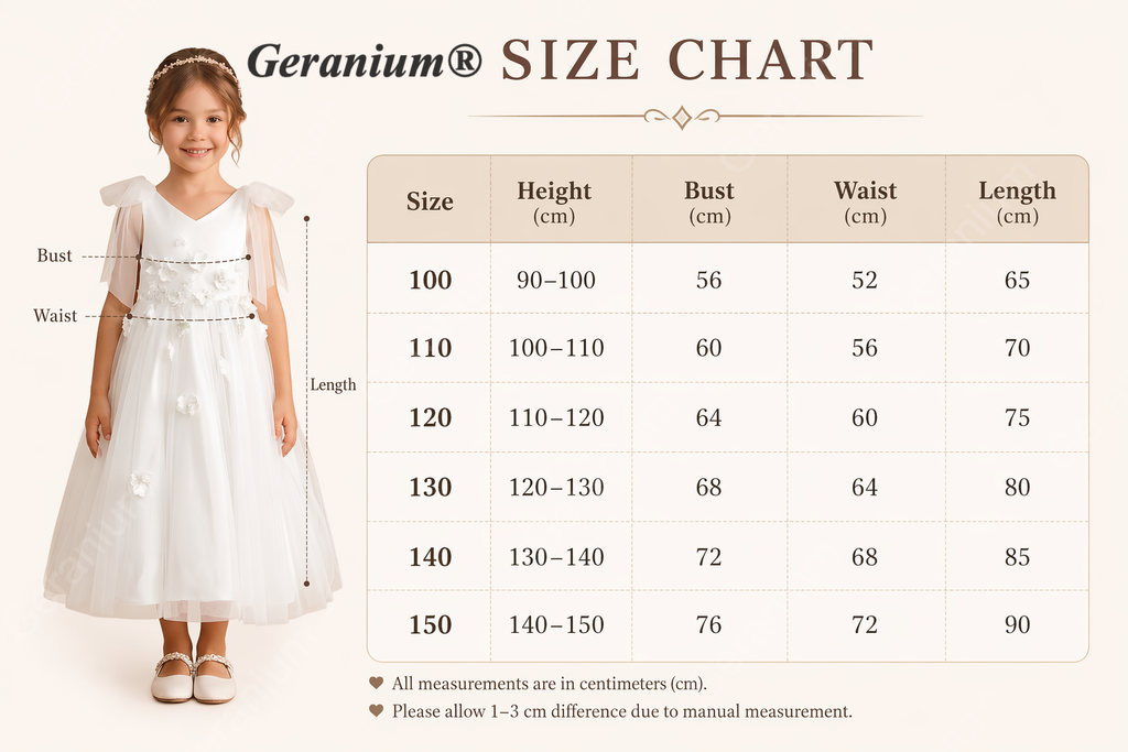 Geranium Elegant White 3D Floral Flower Girl Dress - Fairy Tulle Bow Shoulder V-Neck Princess Gown for Weddings & Parties KD-227
