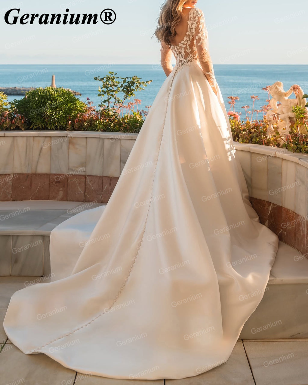 GERANIUM Lace Satin Ball Gown Wedding Dress GER51