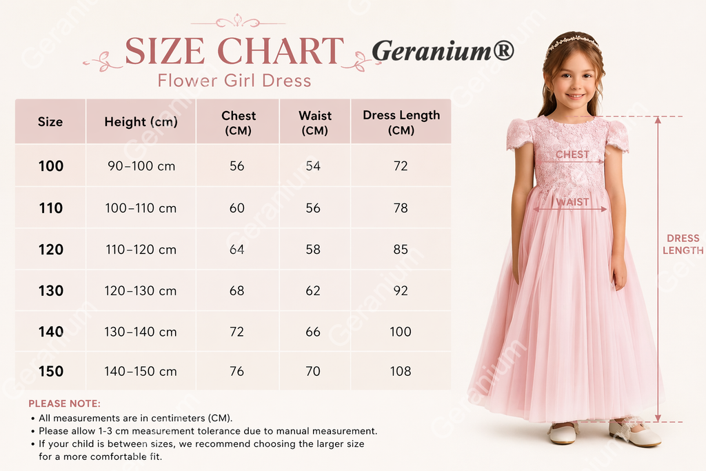 Geranium Elegant Lace Applique Tulle Flower Girl Dress - Scalloped Open Back Floor Length Ball Gown for Weddings & Special Occasions KD-212