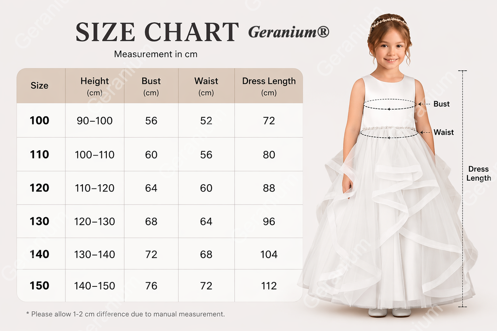 Geranium Sweet Princess Flower Girl Dress - Cascading Tulle Ruffles with Pearl Beaded Waistband KD-262