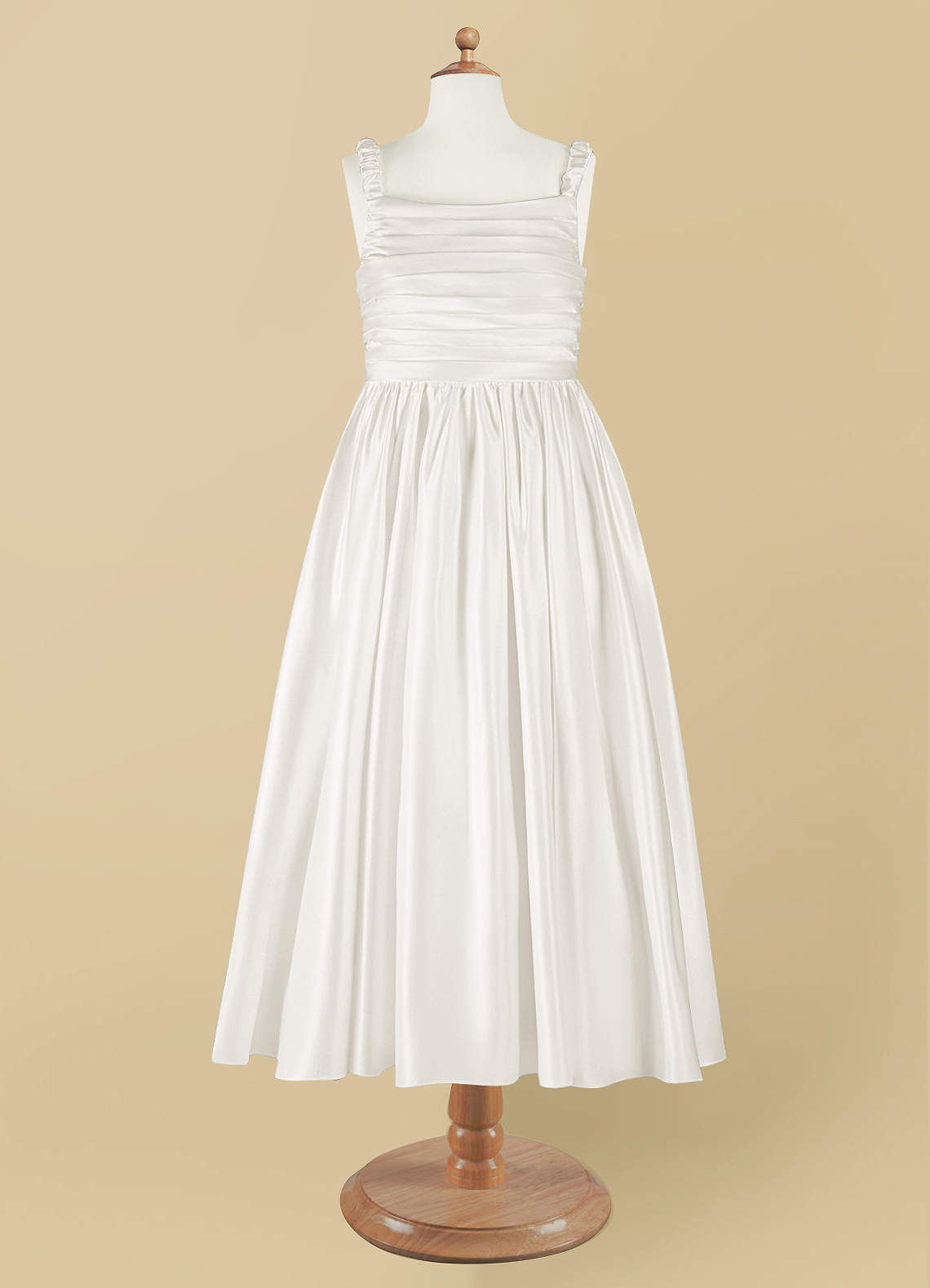 Geranium Elegant Lustrous Satin Flower Girl Dress - Pleated Bodice & Oversized Back Bow A-Line Gown KD-286
