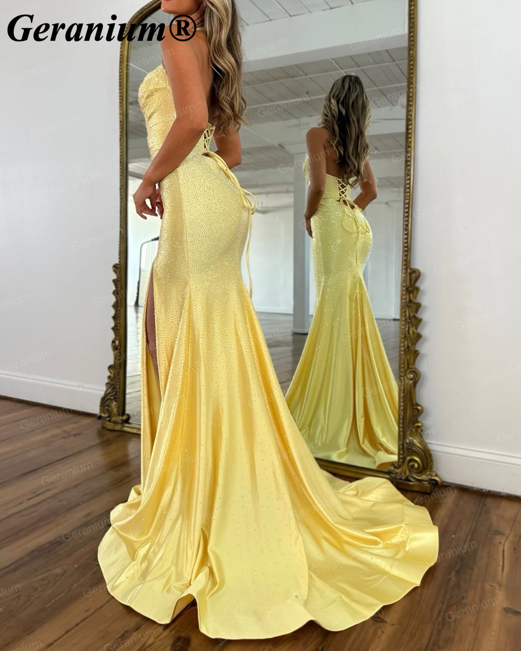 Geranium Rhinestone Halter Mermaid Prom Dress with Cutouts – GER727P