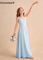 Geranium Elegant Light Blue Chiffon A-Line Junior Bridesmaid Dress with Sweetheart Neckline KD-163